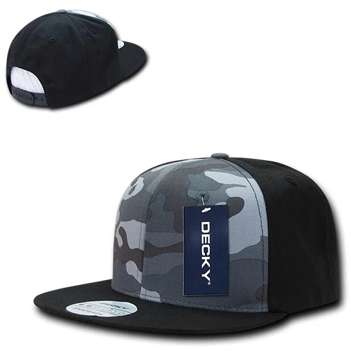 Decky 1049 Camo Snapback Hat, 6 Panel Camouflage Flat Bill Cap