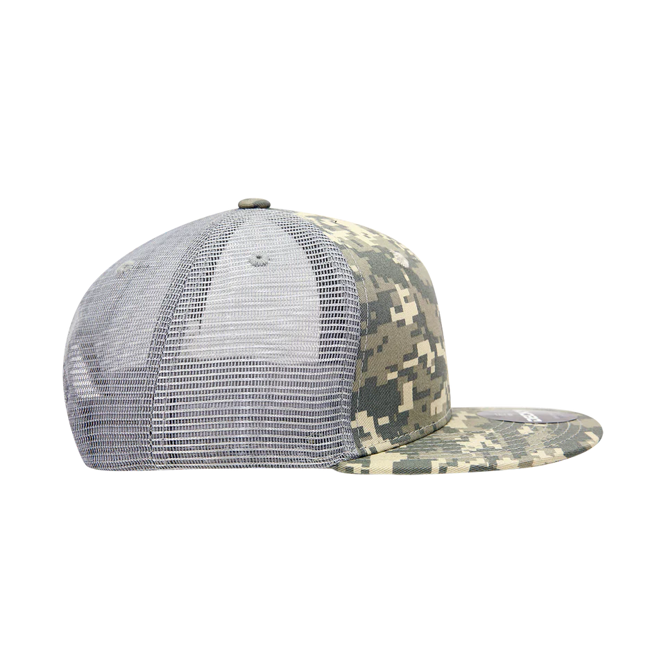 Decky 1055 Camo Flat Bill Trucker Hat, Camouflage 6 Panel Trucker Cap