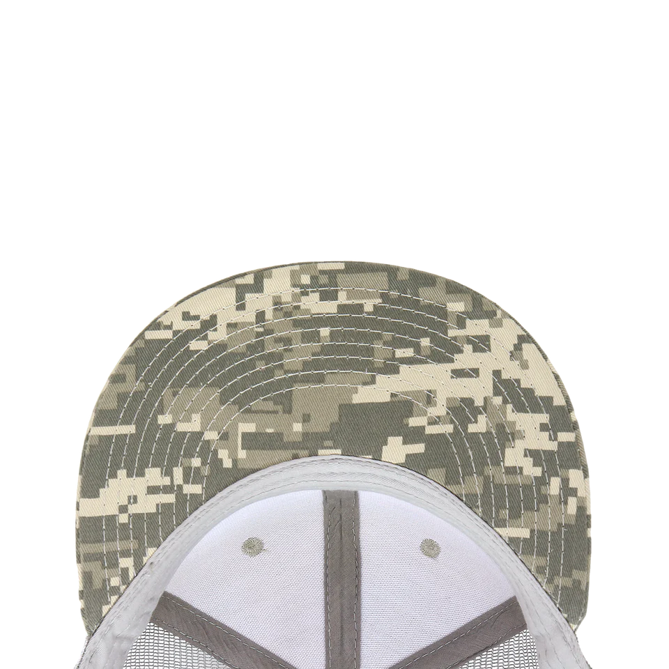 Decky 1055 Camo Flat Bill Trucker Hat, Camouflage 6 Panel Trucker Cap