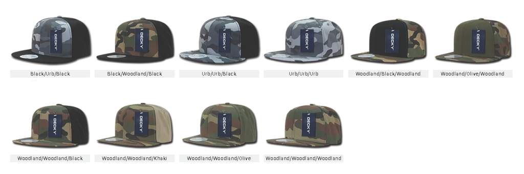 Decky 1055 Camo Flat Bill Trucker Hat, Camouflage 6 Panel Trucker Cap