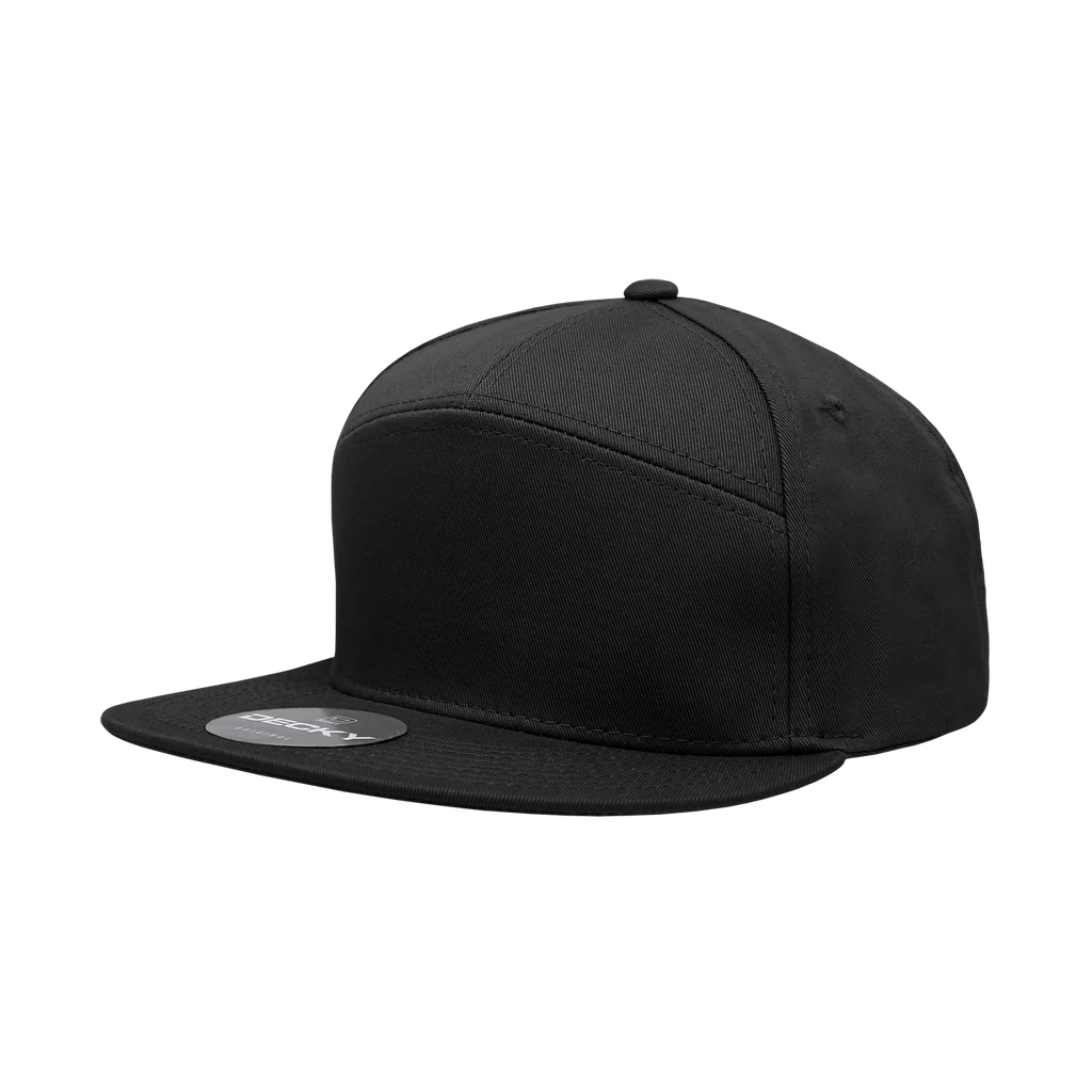 Decky 1098 7 Panel Flat Bill Hat, Snapback, 7 Panel High Profile Structured Cap