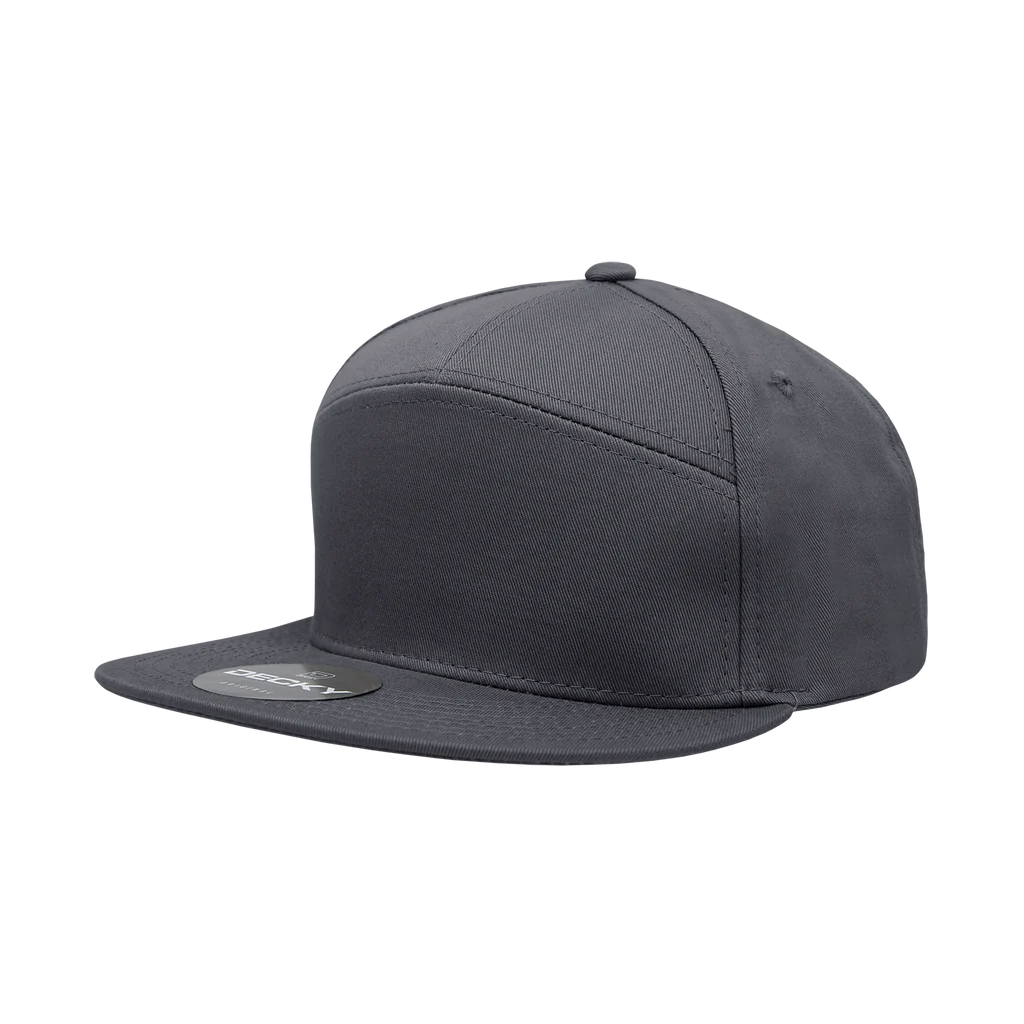 Decky 1098 7 Panel Flat Bill Hat, Snapback, 7 Panel High Profile Structured Cap