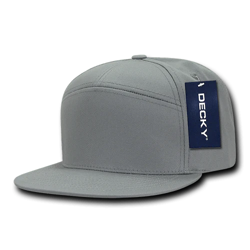 Decky 1098 7 Panel Flat Bill Hat, Snapback, 7 Panel High Profile Structured Cap