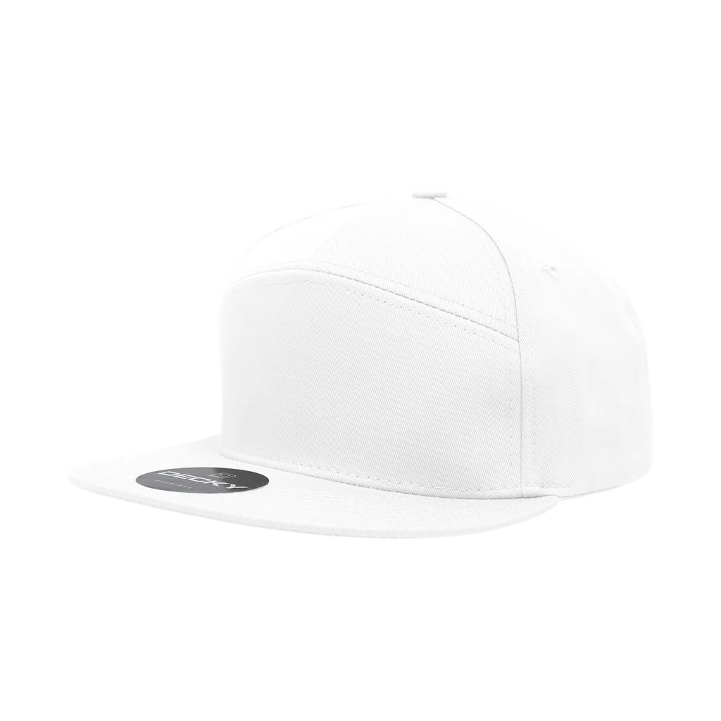 Decky 1098 7 Panel Flat Bill Hat, Snapback, 7 Panel High Profile Structured Cap