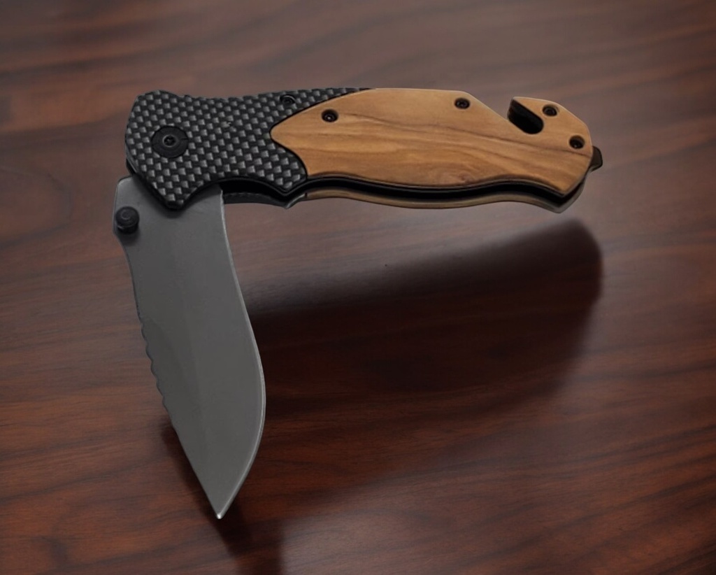Olive Handle Folding Knife
