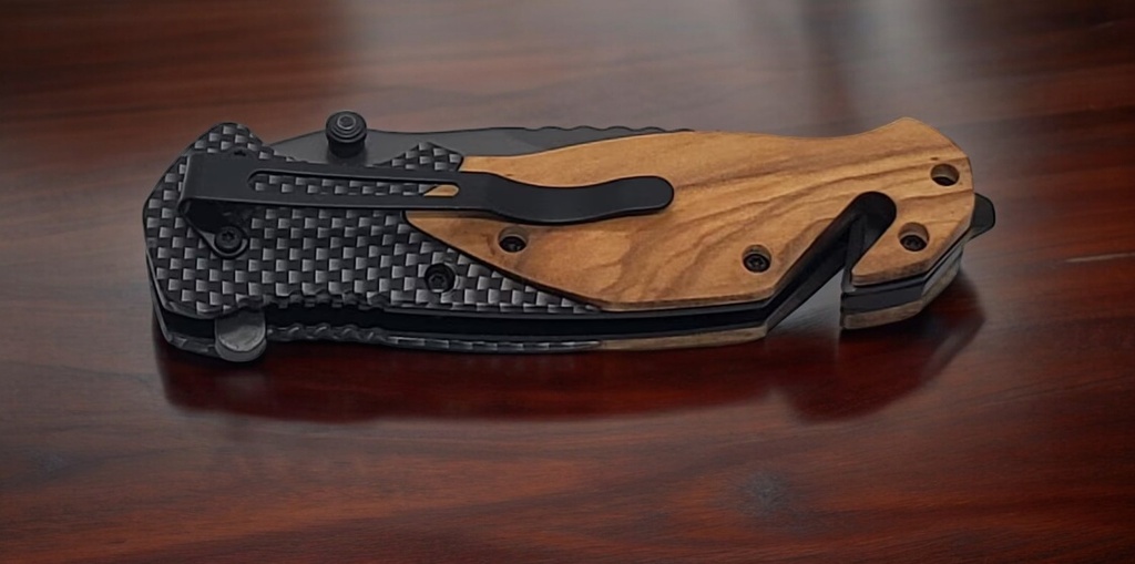 Olive Handle Folding Knife
