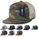 Decky 1055 Camo Flat Bill Trucker Hat, Camouflage 6 Panel Trucker Cap with Patch