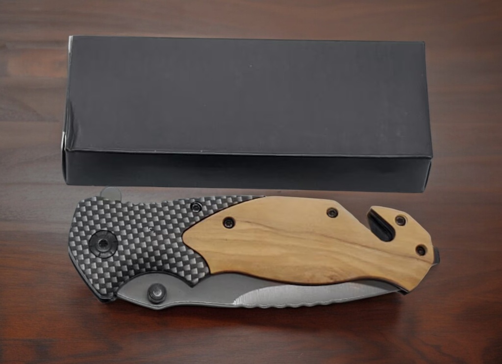 Olive Handle Folding Knife