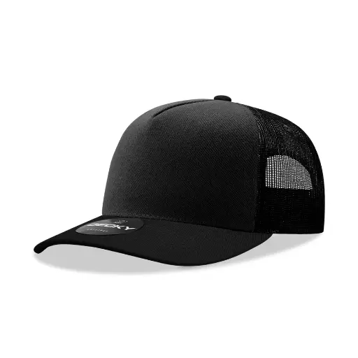 Decky 6030 - Classic, 5-Panel Retro Trucker Cap with Patch